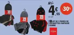 E.Leclerc Lot de 5 paires de socquettes fantaisie femme offre