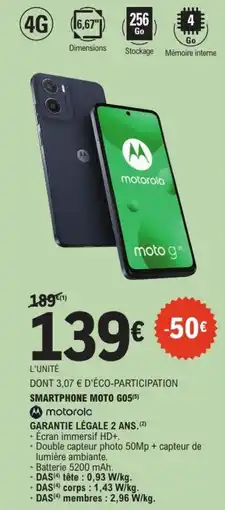 E.Leclerc Smartphone moto go5(5) offre
