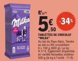 E.Leclerc Tablettes de chocolat milka offre
