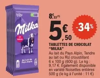 E.Leclerc Tablettes de chocolat milka offre
