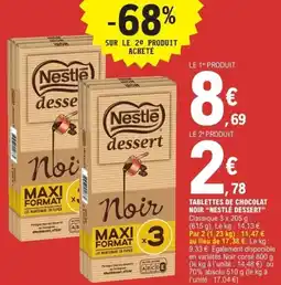 E.Leclerc Tablettes de chocolat noir nestlé dessert offre