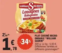 E.Leclerc Plat cuisiné micro- ondable william saurin offre