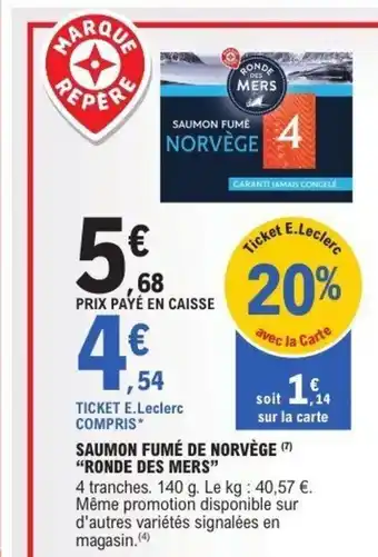 E.Leclerc Saumon fumé de norvège ronde des mers offre