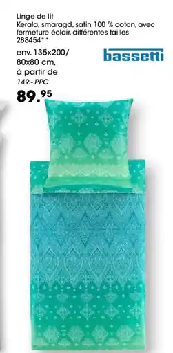 Möbel Martin Linge de lit Kerala, smaragd, satin 100% coton, avec fermeture éclair offre