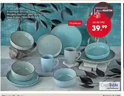 Möbel Martin Ensemble service Modern Fashion, grès, stone blue à pois offre