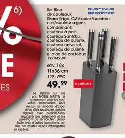 Möbel Martin Set Bloc de couteaux Sharp Edge, CMV-acier/bambou, noir/couleur argent offre