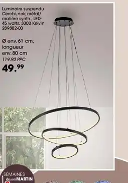 Möbel Martin Luminaire suspendu Cerchi, noir, métal/ matière synth., LED- 45 watts, 3000 Kelvin offre
