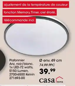 Möbel Martin Plafonnier Ariz, noir/blanc offre