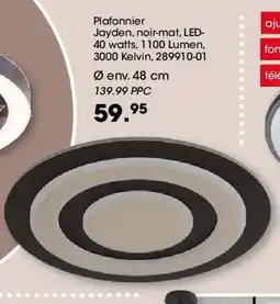 Möbel Martin Plafonnier Jayden, noir-mat, LED- 40 watts offre