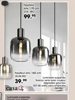 Möbel Martin Luminaire suspendu Svenja, verre avec couleur dégradée, gris/noir offre