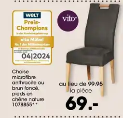 Möbel Martin Chaise microfibre anthracite ou brun foncé offre