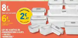 E.Leclerc Lot de 9 boîtes de conservation à clips + valves HOMESIDE offre