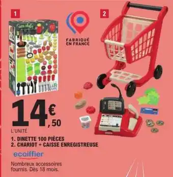 E.Leclerc Dinette 100 pièces,,chariot + caisse enregistreuse offre