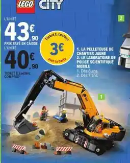 E.Leclerc La pelleteuse de chantier jaune,le laboratoire de police scientifique mobile offre