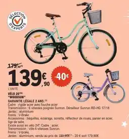 E.Leclerc VÉLO 20 WOODSUN offre