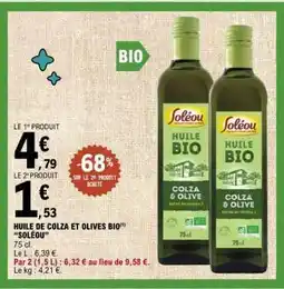 E.Leclerc Huile de Colza et Olives Bio Soleou offre