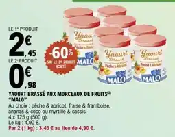 E.Leclerc Yaourt brassé aux morceaux de fruits 'Malo' offre