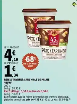 E.Leclerc PÂTE À TARTINER SANS HUILE DE PALME “NOVI” offre
