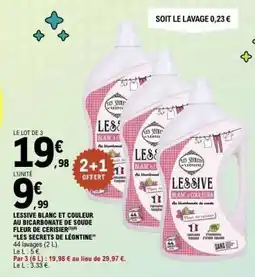 E.Leclerc LESSIVE BLANC ET COULEUR AU BICARBONATE DE SOUDE FLEUR DE CERISIER offre