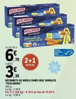 E.Leclerc Bâtonnets de Merlu Panés MSC Surgelés 'Pescanova' offre