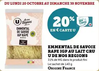 U Express Emmental de savoie rape igp au lait cru u de nos regions offre