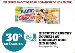 U Express Biscuits crunchy fourres au chocolat noir bio bjorg offre