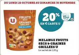 U Express Melange fruits secs & graines grillees u offre