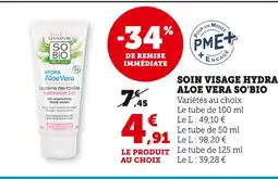 Super U SO'BIO Soin visage hydra aloe vera offre