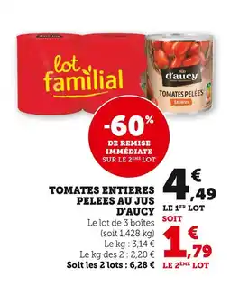 Super U d'aucy Tomates Entières Pelées au Jus offre
