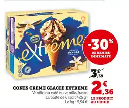 Super U EXTREME CONES CREME GLACEE offre