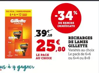 Super U GILLETTE Recharges de lames offre