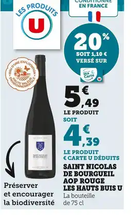 Super U U Saint nicolas de bourgueil aop rouge les hauts buis offre