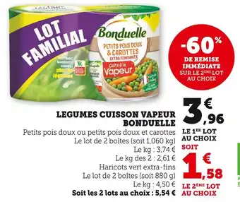 Super U BONDUELLE Legumes cuisson vapeur offre