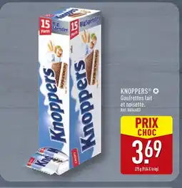 ALDI Knoppers Gaufrettes lait et noisette offre
