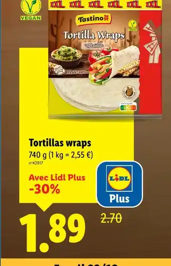 Lidl TASTINO Tortilla Wraps offre