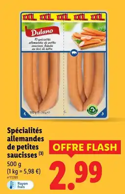 Lidl DULANO Spécialités allemandes de petites saucisses offre
