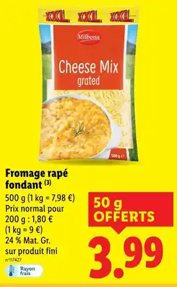 Lidl MILBONA Fromage rapé fondant offre