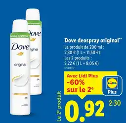 Lidl DOVE Deospray original offre