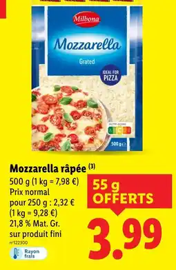 Lidl MILBONA Mozzarella râpée offre