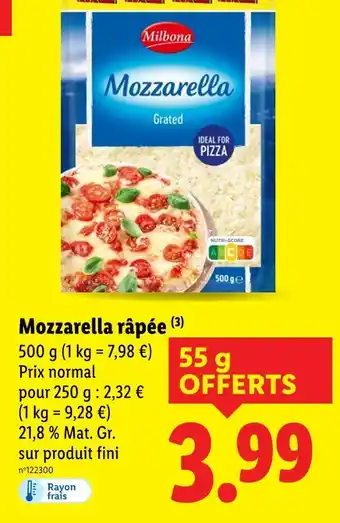 Lidl MILBONA Mozzarella râpée offre