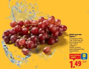 Lidl Raisin rosé sans pépins offre