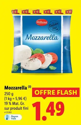 Lidl MILBONA Mozzarella offre