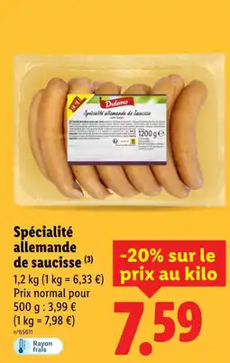 Lidl DULANO Spécialité allemande de saucisse offre