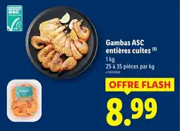 Lidl Gambas ASC entières cuites offre