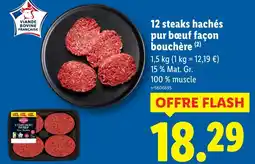 Lidl 12 steaks hachés pur bœuf façon bouchère offre