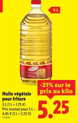 Lidl VITA D'OR Huile végétale pour friture offre