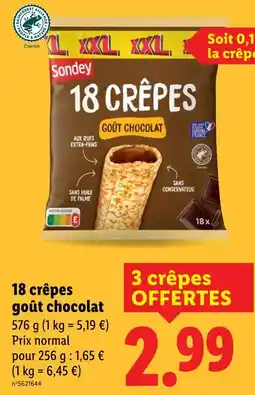 Lidl SONDEY 18 crêpes goût chocolat offre