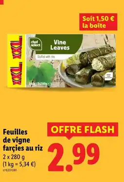 Lidl CHEF SELECT Feuilles de vigne farcies au riz offre