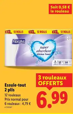Lidl FLORALYS Essuie-tout 2 plis offre