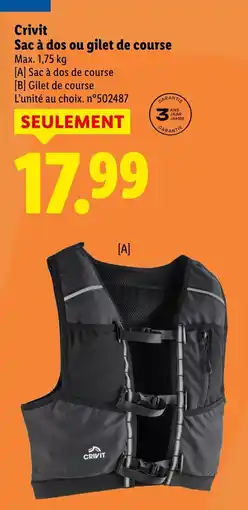 Lidl CRIVIT Sac à dos ou gilet de course offre